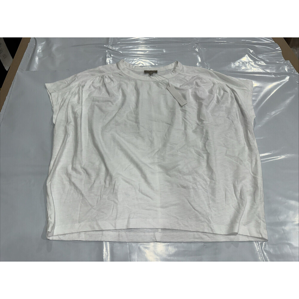 Lilla P Top Women's Medium White Cap Sleeve Pullover Blouse Oversized CEB058